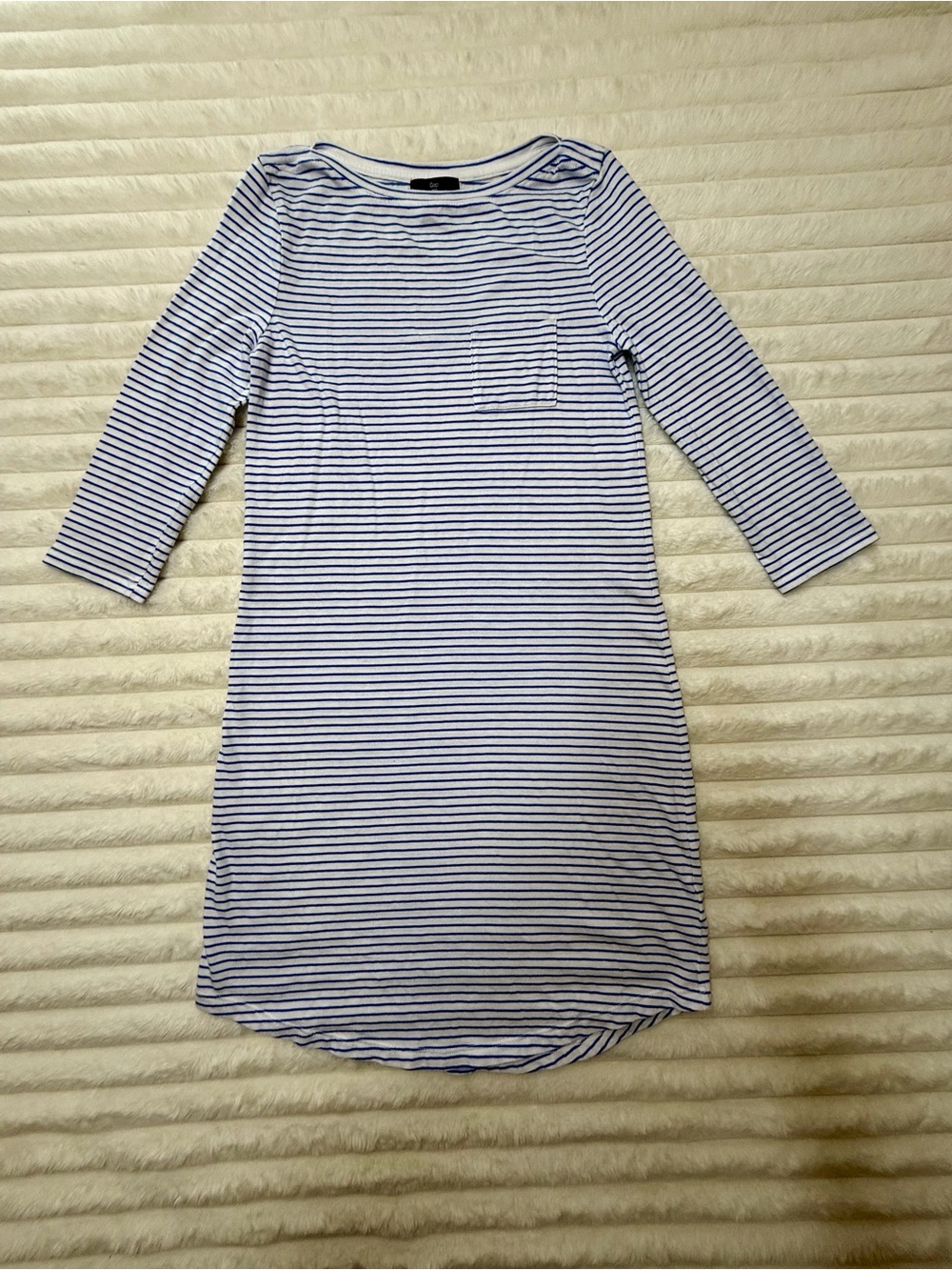 GAP Navy & White Striped Long Sleeve Boatneck Dress